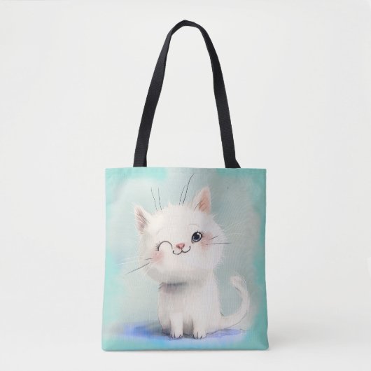Niedlich White Kitten Tasche (Vorderseite)