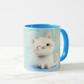 Niedlich White Kitten Tasse (VorderseiteRechts)