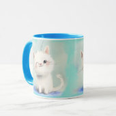 Niedlich White Kitten Tasse (Vorderseite Links)