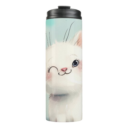 Niedlich White Kitten Thermosbecher (Vorderseite)