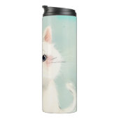 Niedlich White Kitten Thermosbecher (Nach rechts gedreht)