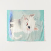 Niedlich White Kitten Wandteppich (Vorderseite (Horizontal))