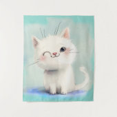 Niedlich White Kitten Wandteppich (Vorderseite)