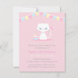 Niedlich White Kitty Cat Geburtstagsparty Einladun Einladung