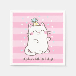 Niedlich White Kitty Cat Girls Geburtstagsparty Na Serviette