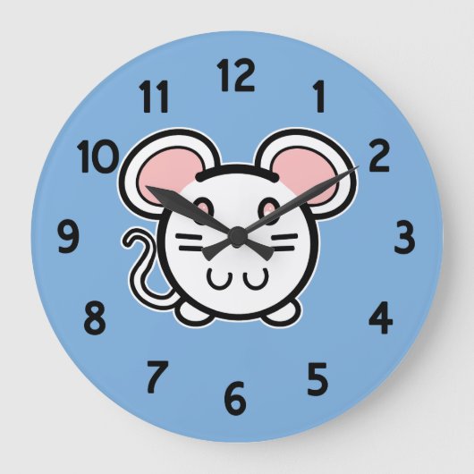 Niedlich White Mousie Große Wanduhr (Vorderseite)