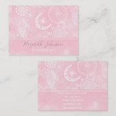 Niedlich White & Pink Dreamcatcher Feathers Mandal Visitenkarte (Vorne/Hinten)