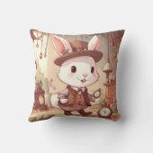 Niedlich White Rabbit Wonderland Whimsical Timekee Kissen (Rückseite)