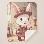 Niedlich White Rabbit Wonderland Whimsical Timekee Sherpadecke (Vorderseite)