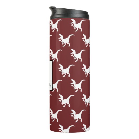 Niedlich White Raptor Dinosaurier Personalisiert Thermosbecher (Nach rechts gedreht)