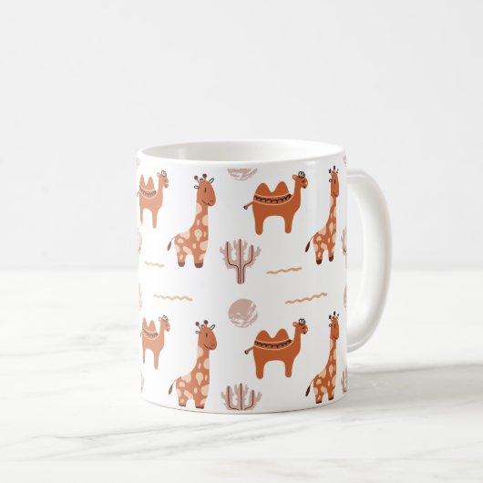 Niedlich White Toy Animal Cactus Camel Llama Kaffeetasse (VorderseiteRechts)