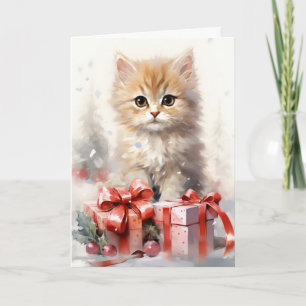Niedlich White und Orange Kitten Weihnachtsgrüße Karte