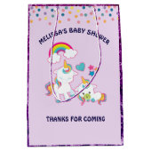 Niedlich White Unicorns Magical Mama & Baby Danke Mittlere Geschenktüte (Vorderseite)
