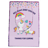 Niedlich White Unicorns Magical Mama & Baby Danke Mittlere Geschenktüte (Rückseite)