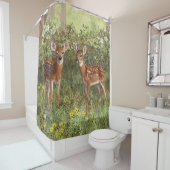 Niedlich Whitetail Deer Twin Fawns Duschvorhang (Beispiel)