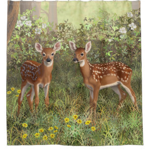 Niedlich Whitetail Deer Twin Fawns Duschvorhang