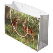 Niedlich Whitetail Deer Twin Fawns Große Geschenktüte (Rückseite Schrägansicht)