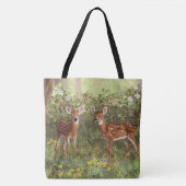 Niedlich Whitetail Deer Twin Fawns Tasche (Vorderseite)