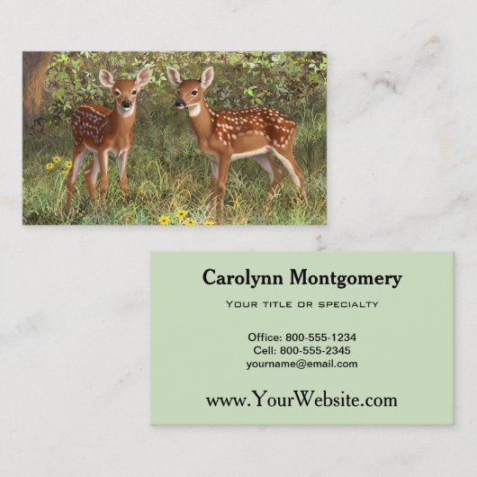 Niedlich Whitetail Deer Twin Fawns Visitenkarte (Vorne/Hinten)