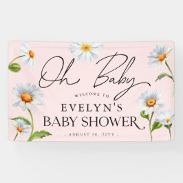 Niedlich Wild Daisy Pink Baby Shower Banner
