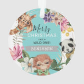 Niedlich Wild One Blue Jungle Kinder Weihnachten Ornament (Rückseite)