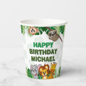 Niedlich Wild One Jungle Safari Tiere erste Birthd Pappbecher (Rückseite)