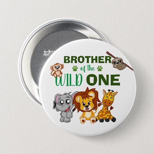 Niedlich Wild One Jungle Safari Tierpark Button (Vorne & Hinten)