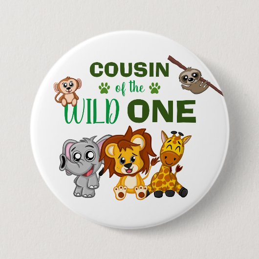 Niedlich Wild One Jungle Safari Tierpark Cousin Button (Vorderseite)