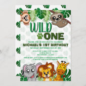Niedlich Wild One Jungle Safari Virtueller Erstgeb Einladung (Vorne/Hinten)