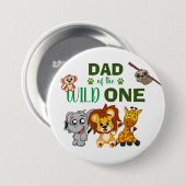 Niedlich Wild One Jungle Safari Zoo Tier-Vater Button (Vorne & Hinten)