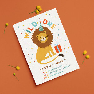 Niedlich Wild One Lion 1. Geburtstag Safari Party Einladung
