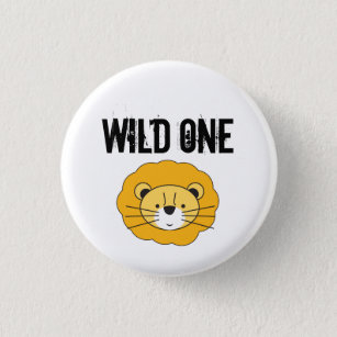 Niedlich Wild one Lion safari 1. Geburtstag Party Button
