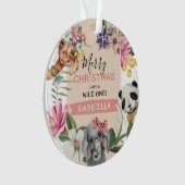 Niedlich Wild One Pink Jungle Kinder Foto Weihnach Ornament (Vorderseite)