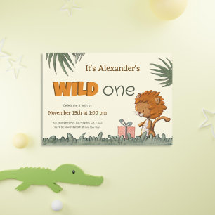 Niedlich Wild One Safari Lion zum ersten Geburtsta Einladung