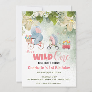 Niedlich Wild One Safari Rad Tiere 1. Geburtstag Einladung