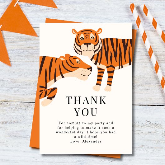 Niedlich Wild One Safari Tigers Kindergeburtstag Dankeskarte