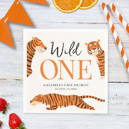 Niedlich Wild One Tiger 1. Geburtstag Party Serviette