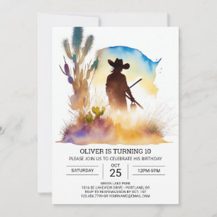 Niedlich Wild West Cowboy Birthday Einladung