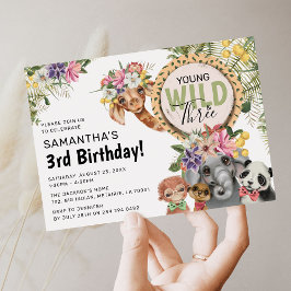 Niedlich Wild, Young & Three Jungle 3. Geburtstag Einladung