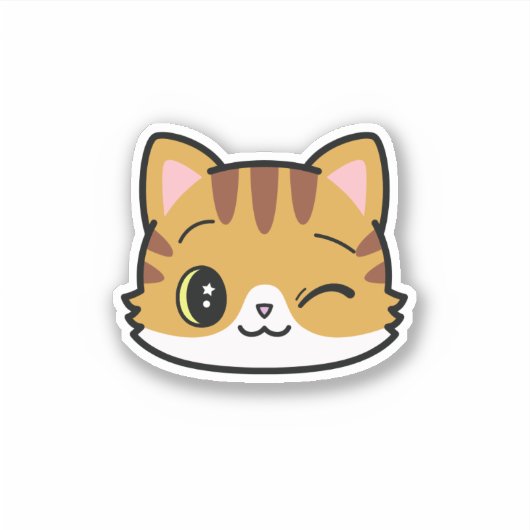 Niedlich Winkin' Cat Sticker (Vorderseite)