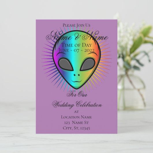 Niedlich Winking Alien Head Thunder_Cove Einladung (Stehend Vorderseite)