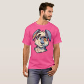 Niedlich Winking Anthro Furry Rabbit Art T-Shirt (Vorne ganz)