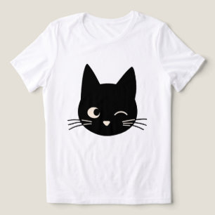 Niedlich Winking Black Cat Face Tri-Blend Shirt