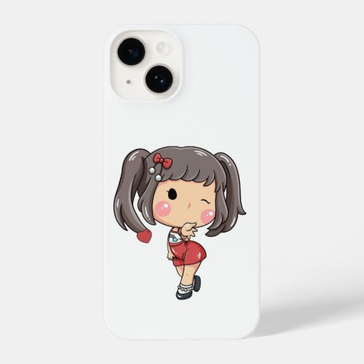 Niedlich Winking Chibi Girl iPhone Hülle (Rückseite)
