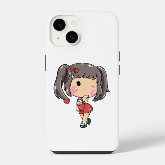 Niedlich Winking Chibi Girl iPhone Hülle (Rückseite)