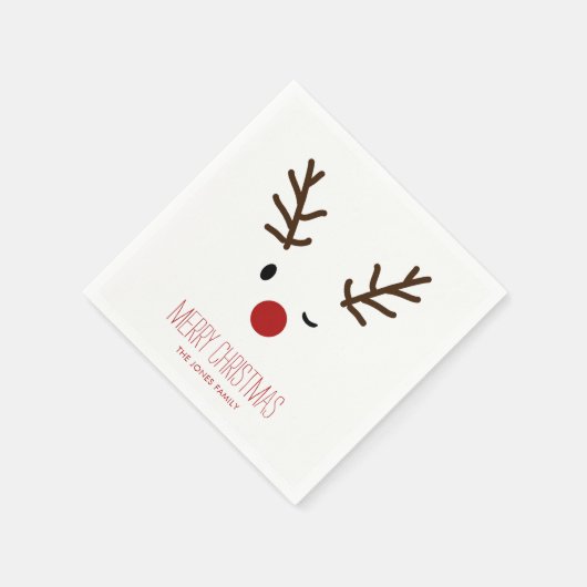 Niedlich Winking Rudolf Reindeer Weihnachten Serviette (Ecke)