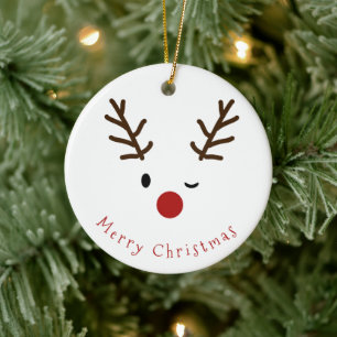 Niedlich Winking Rudolf Rentier Foto Weihnachten Keramik Ornament