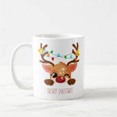 Niedlich Winking Rudolf Rentier mit Weihnachtsbele Kaffeetasse (Links)