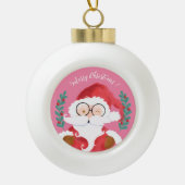 Niedlich Winking Santa Pink Frohe Weihnachtsdekora Keramik Kugel-Ornament (Vorderseite)
