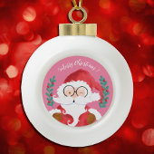 Niedlich Winking Santa Pink Frohe Weihnachtsdekora Keramik Kugel-Ornament